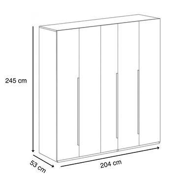 Armadio Moderno Easy 5 Ante Battenti - 204x53 h 245... - Marino fa Mercato