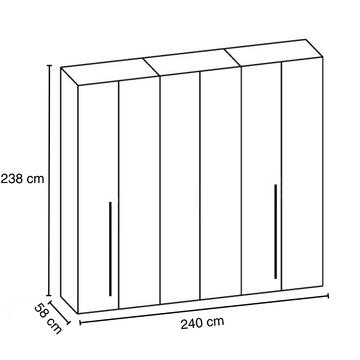 Armadio Moderno Eva 6 Ante Battenti + 2 Specchi - 240x55... - Marino fa Mercato