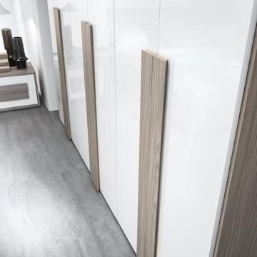 Armadio Moderno Elba 6 Ante Battenti - 245x54 h246 cm - Slavaspazio - Camera da Letto - Grigio Reina/Bianco Laccato - Made in Italy