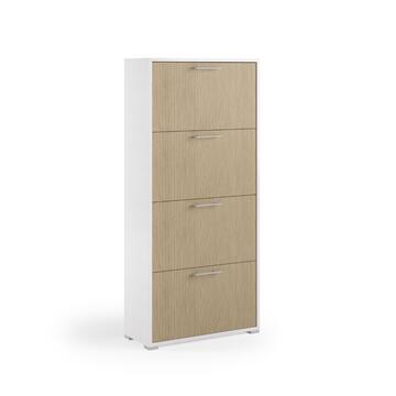 Scarpiera Moderna 4 Ribalte Bianco/Cannettato Chiaro 67x147x28cm