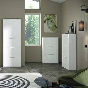 Scarpiera Moderna Slim 3 Ribalte Bianco Lucido h 105,5... - Marino fa Mercato