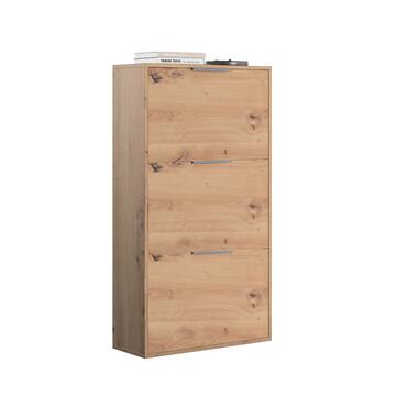 Scarpiera 3 Ribalte con Doppio Scomparto Rovere h 105,5 cm
