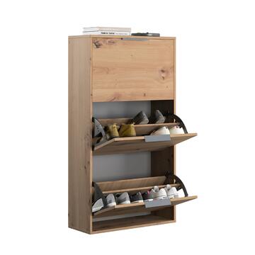 Scarpiera 3 Ribalte con Doppio Scomparto Rovere h 105,5 cm