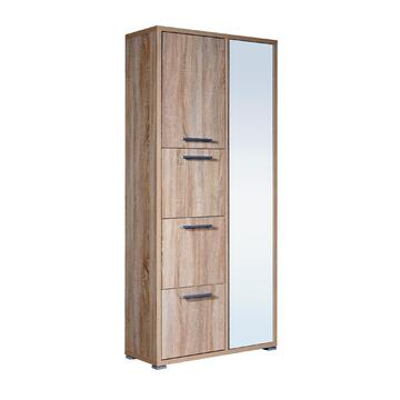 Mobile multiuso scarpiera Sonoma 5 ante e specchio in finitura legno rovere