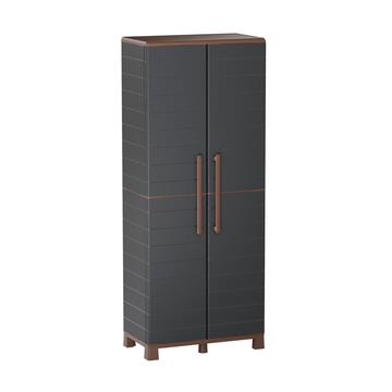 Mobile Armadio Porta Scope in Plastica Antracite 68x37 h169 cm con 2 Ante + 3 Ripiani per Interno ed Esterno