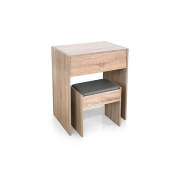 Mobiletto Toilette + Sgabello in Legno Rovere 60x75x40cm - Marino fa Mercato