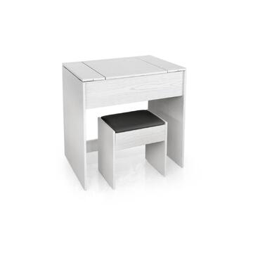 Mobiletto Toilette + Sgabello in Legno Bianco 75x75x45cm