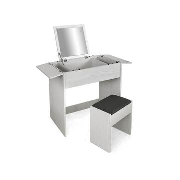 Mobiletto Toilette + Sgabello in Legno Bianco 75x75x45cm