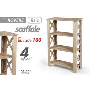 Scaffale 4 Ripiani Legno Rovere