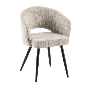 Poltroncina Moderna Bruma Beige - 58x53 h 81,5 cm - per Sala da Pranzo, Angoli Studio, Spazi Relx - con Gambe in Metallo Nero Marino fa Mercato