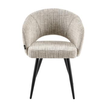 Poltroncina Moderna Bruma Beige - 58x53 h 81,5 cm - per Sala da Pranzo, Angoli Studio, Spazi Relx - con Gambe in Metallo Nero