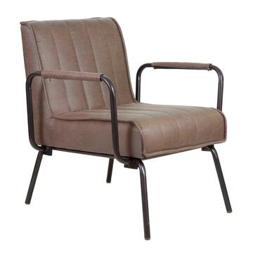Poltrona Percy design vintage ecopelle con braccioli,...
