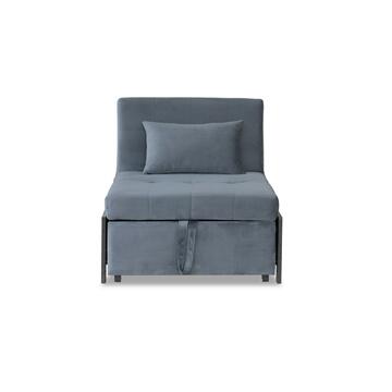 Poltrona letto 1 posto Elsa tessuto grigio con cuscino