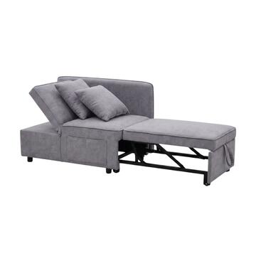Poltrona Letto Modula Grigia con Letto a Carrello Orizzontale, Seduta Alzabile e 2 Cuscini Sfoderabili, 101x70 h 78cm