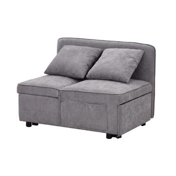 Poltrona Letto Modula Grigia con Letto a Carrello Orizzontale, Seduta Alzabile e 2 Cuscini Sfoderabili, 101x70 h 78cm