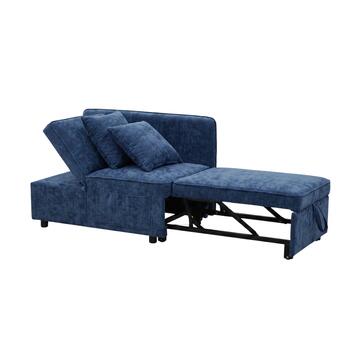 Poltrona Letto Modula Blu con Letto a Carrello Orizzontale, Seduta Alzabile e 2 Cuscini Sfoderabili, 101x70 h 78cm