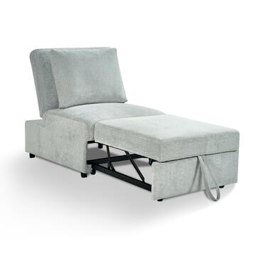 Poltrona Letto Velaria con Letto a Carrello, Schienale Reclinabile e Cuscino Sfoderabile, 81x99 h 93 cm - Grigio Chiaro Marino fa Mercato