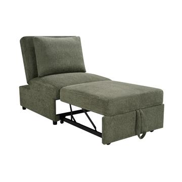 Poltrona Letto Verde Salvia Velaria con Letto a Carrello, Schienale Reclinabile e Cuscino 81x99 h93 cm