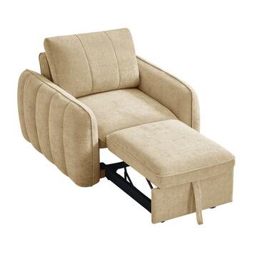 Poltrona Letto Moderna Salvaspazio Colibrì Beige 106x105 h89 cm con Trapuntatura Verticale Marino Fa Mercato