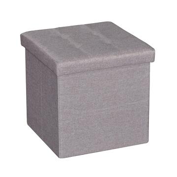 Pouff Linear Contenitore Pieghevole effetto lino 38x38x38 Grigio Scuro / Marrone Chiaro / Grigio