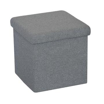 Pouff Bouclé contenitore pieghevole 38x38x38 Nero / Bianco / Grigio
