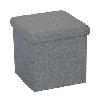 Pouff Bouclé contenitore pieghevole 38x38x38 Nero / Bianco / Grigio