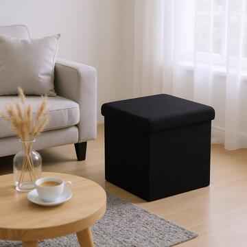 Pouff Bouclé contenitore pieghevole 38x38x38 Nero... - Marino Fa Mercato