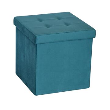 Pouff Velvet contenitore pieghevole 38x38x38 Blu /...