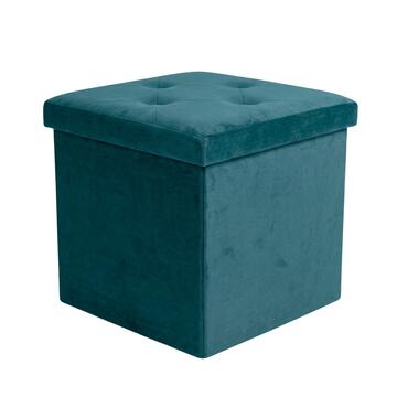 Pouff Contenitore Quadrato Velvy 38x38 h38 cm - Colori Assortiti Petrolio/Beige/Bourdeaux/Grigio