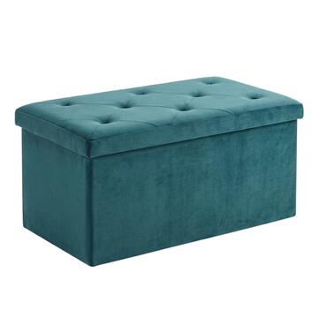 Pouff Contenitore Rettangolare Velvy 38x38 h38 cm - Colori Assortiti Petrolio/Beige/Bourdeaux/Grigio