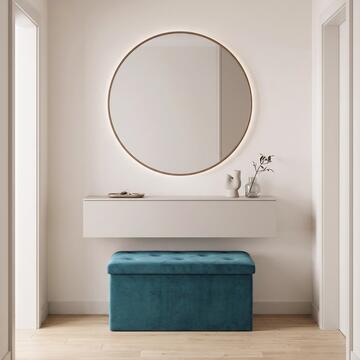 Pouff Contenitore Rettangolare Velvy 38x38 h38 cm - Colori Assortiti Petrolio/Beige/Bourdeaux/Grigio