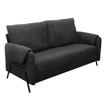 Divano 3 Posti Lineo Nero 164x76 h 89 cm in Tessuto...