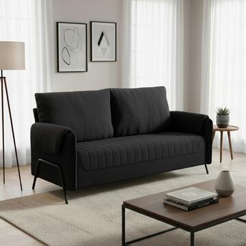Divano 3 Posti Lineo Nero 164x76 h 89 cm in Tessuto... - Marino fa Mercato