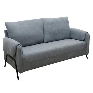 Divano 3 Posti Lineo Grigio Scuro 164x76 h 89 cm in Tessuto Tramato Effetto Vellutato con Schienali Sfoderabili Marino fa Mercato
