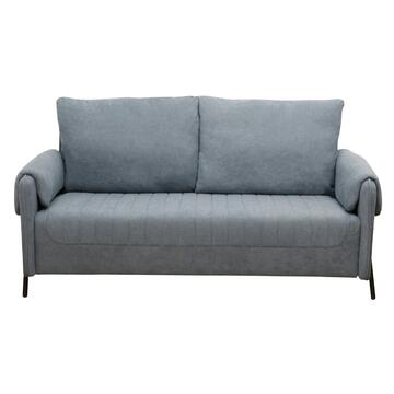 Divano 3 Posti Lineo Grigio Scuro 164x76 h 89 cm in Tessuto Tramato Effetto Vellutato con Schienali Sfoderabili