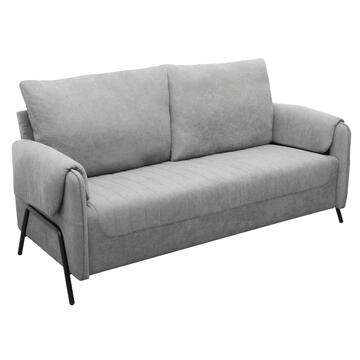 Divano 3 Posti Lineo Grigio Chiaro 164x76 h 89 cm in Tessuto Tramato Effetto Vellutato con Schienali Sfoderabili Marino fa Mercato