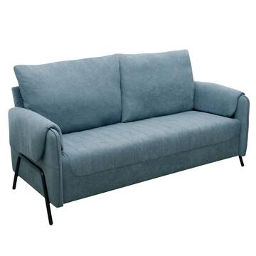 Divano 3 Posti Lineo Blu 164x76 h 89 cm in Tessuto Tramato Effetto Vellutato con Schienali Sfoderabili Marino fa Mercato