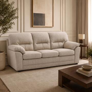 Divano 3 Posti Classico Bali Sabbia 200x85 h90 cm, Divano Lineare Made in Italy