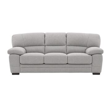 Divano 3 Posti Classico Terry Grigio 210x85 h90 cm, Divano Lineare con Ampi Braccioli