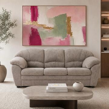 Divano Classico Lineare 3 Posti Melissa Sabbia 205x95 h83 cm con Cuscini Imbottiti