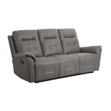 Divano 3 Posti Reclinabile Manualmente Daven 212x101x97cm Grigio