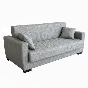 Divano Letto Sanem Sale/Pepe Click Clac 3 Posti - con 2 Cuscini Sfoderabili - Fibra di Poliestere con Trapuntatura - 215x82 h80 cm Marino fa Mercato