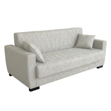 Divano Letto Sanem Sabbia Click Clac 3 Posti - con 2 Cuscini Sfoderabili - Fibra di Poliestere con Trapuntatura - 215x82 h80 cm Marino fa Mercato