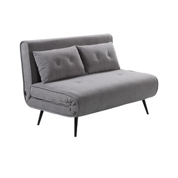 Divano Letto Nicus 2 Posti in Tessuto Grigio con 2 Cuscini 117x80x81cm