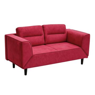 Divano Letto 2 Posti Salvaspazio Rosso con Braccioli Rotanti e Telaio in Legno/Metallo Jair