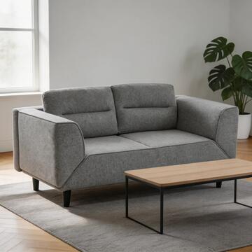 Divano Letto 2 Posti Salvaspazio Grigio con Braccioli Rotanti e Telaio in Legno/Metallo Jair