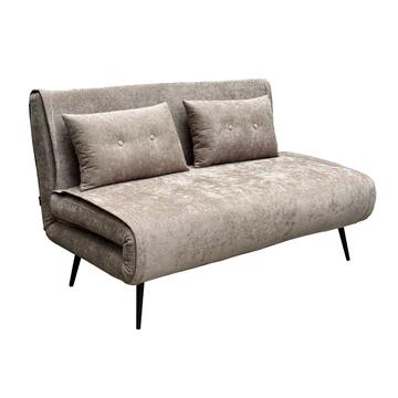 Divano Letto Moderno 2 Posti Trasio Beige 130x80 h81 cm con 2 Cuscini Imbottiti Marino Fa Mercato