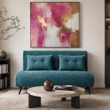 Divano Letto Moderno 2 Posti Trasio Verde Ottanio 130x80 h81 cm con 2 Cuscini Imbottiti