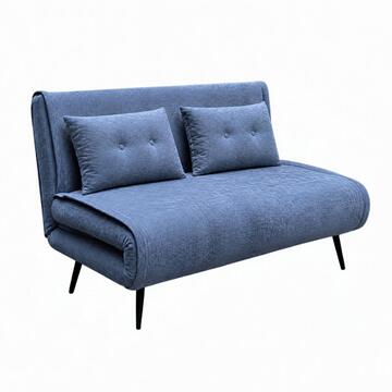 Divano Letto Moderno 2 Posti Trasio Blu 130x80 h81 cm con 2 Cuscini Imbottiti Marino Fa Mercato