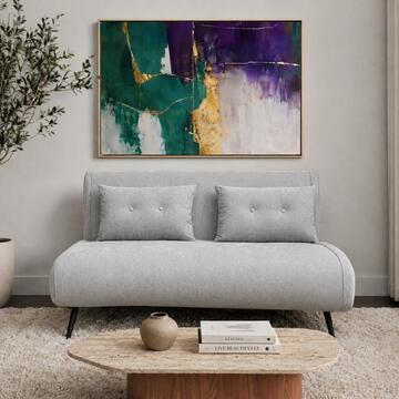 Divano Letto Moderno 2 Posti Trasio Grigio 130x80 h81 cm con 2 Cuscini Imbottiti